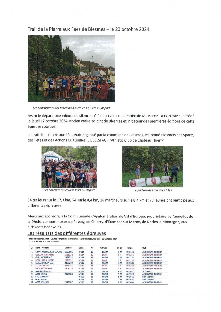 <strong>Trail de la Pierre aux Fées du 20 octobre 2024</strong> <small>© Mairie de BLESMES</small>